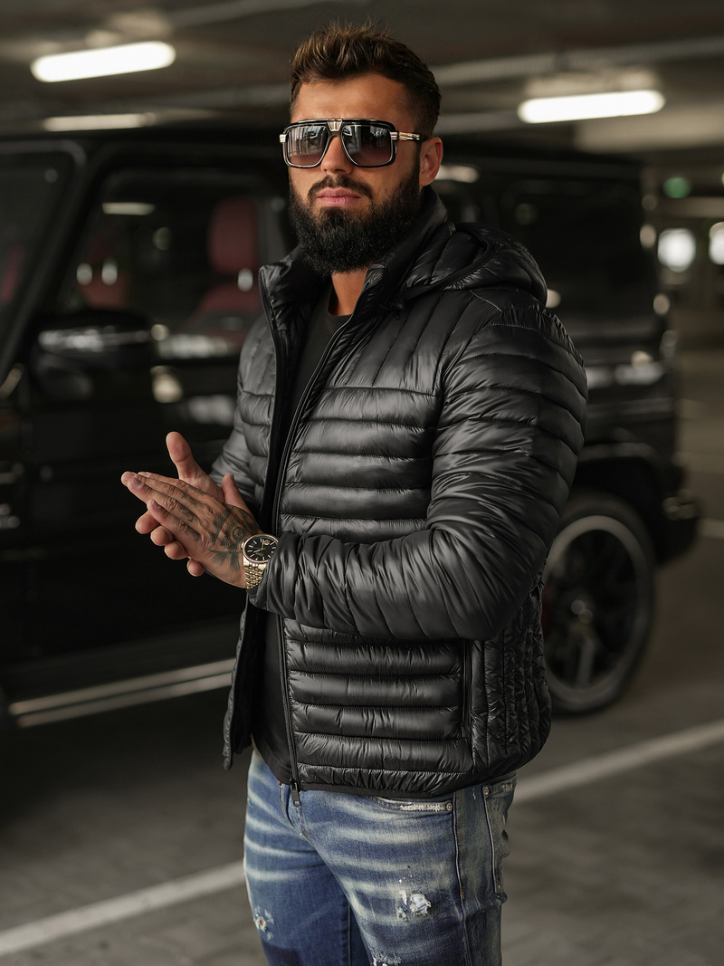 Férfi Steppelt Kabát Fekete OZONEE JS/16M9336/392BZ