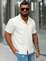 Férfi ing rövid ujjal ecru OZONEE O/B2256