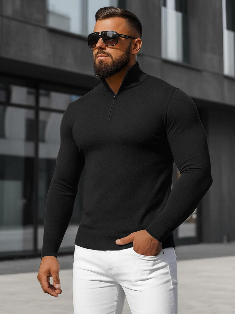 Férfi Pulóver Fekete OZONEE NB/MM6007/4Z