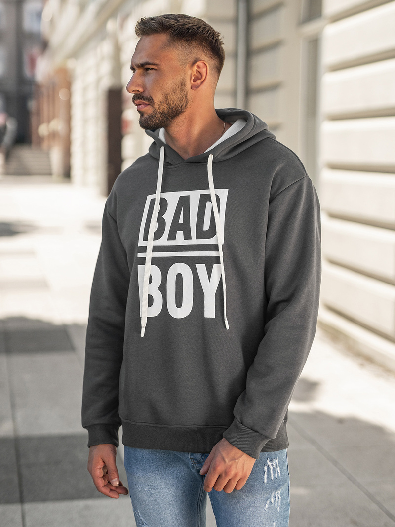 Férfi kapucnis felső grafit OZONEE JS/65B3909/5