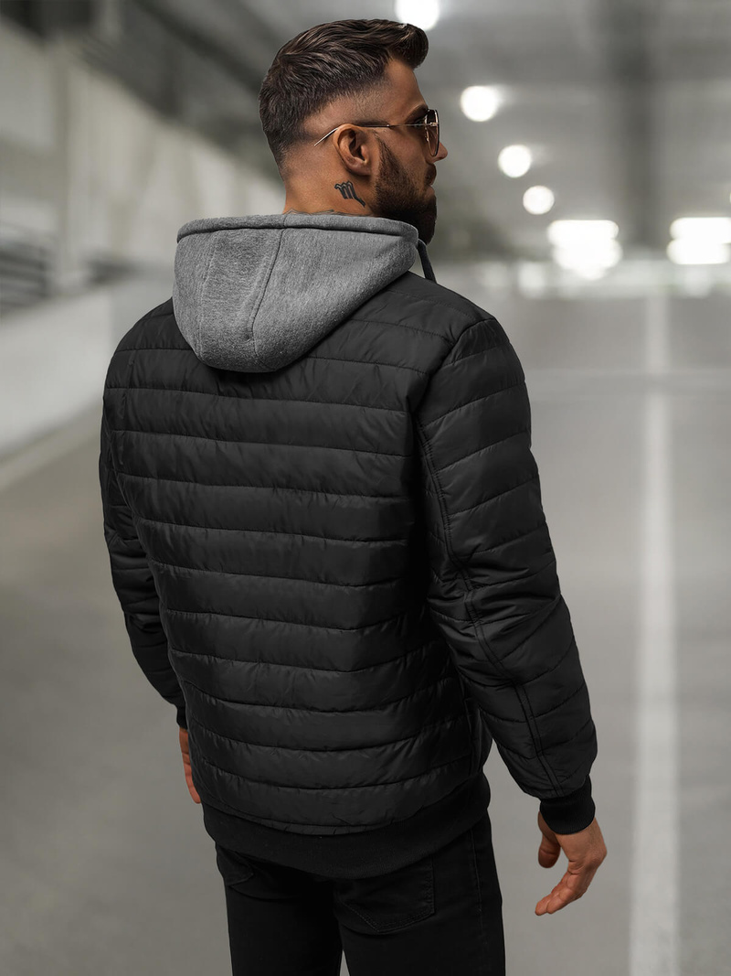 Férfi kabát fekete OZONEE JS/8M985/392