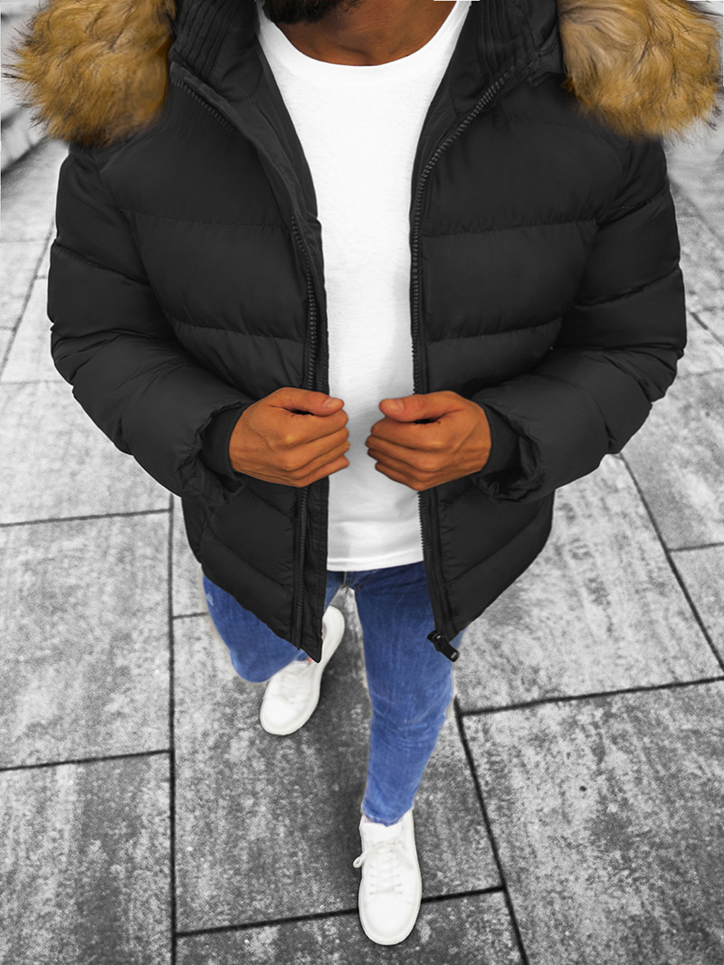 Férfi Steppelt Kabát Fekete OZONEE JS/M8107