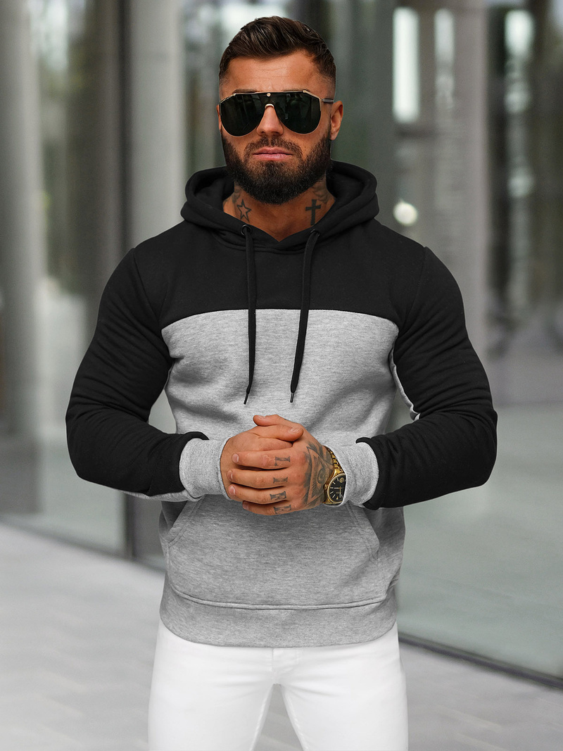 Férfi kapucnis felső szürke OZONEE JS/8B1307/2