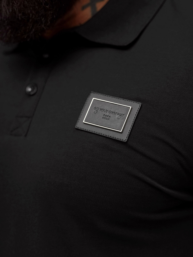 Férfi galléros póló fekete OZONEE NB/MT3124