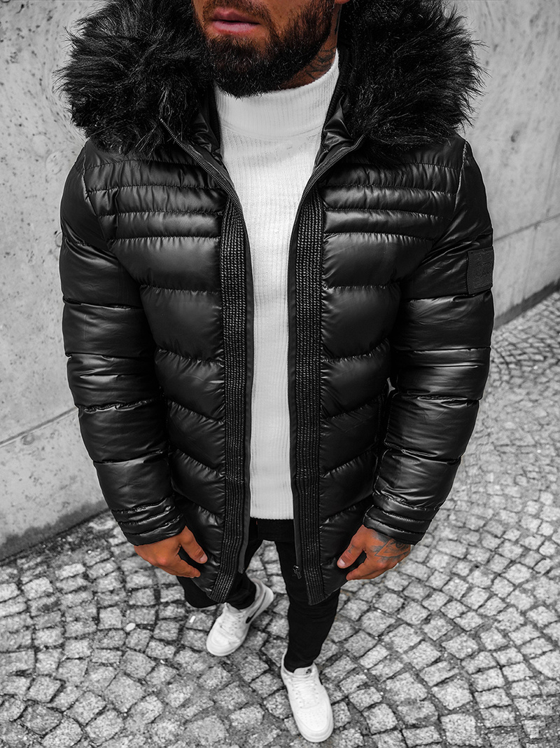 Férfi téli kabát fekete OZONEE O/K2233