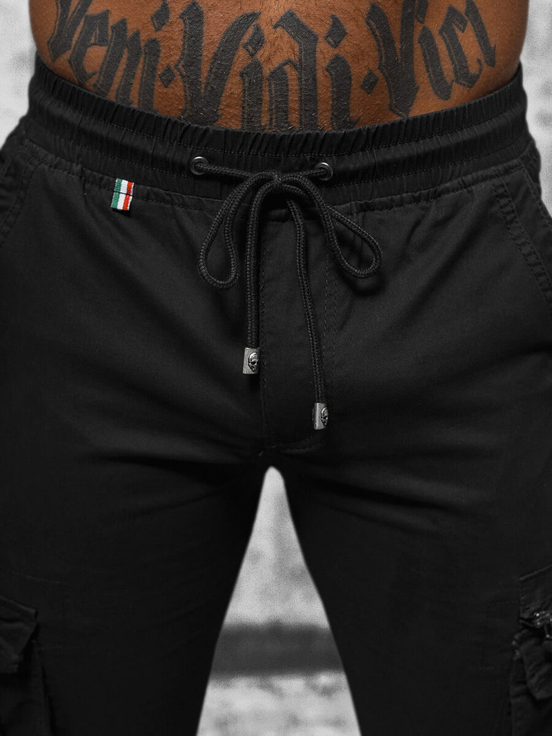 Férfi nadrág chino jogger fekete OZONEE NB/MP0201N