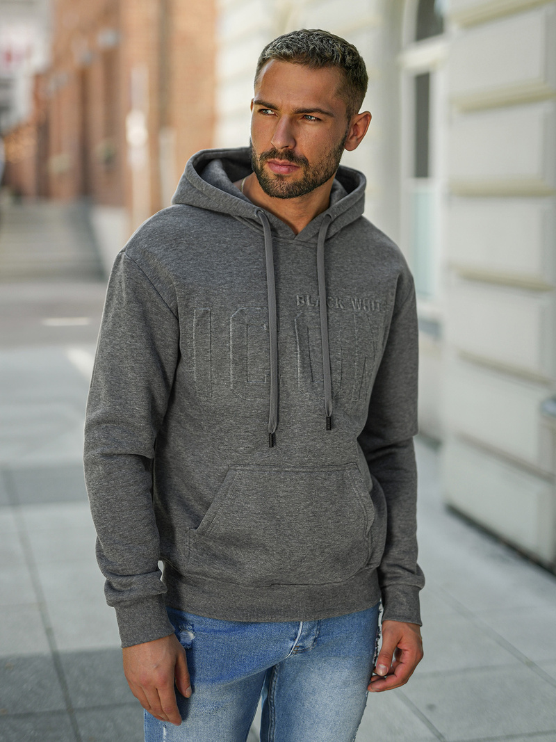 Férfi kapucnis felső grafit OZONEE JS/8B1773/5