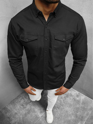 Férfi Farmer Ing Fekete OZONEE O/K1263