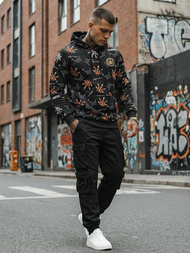 Férfi kapucnis pulóver fekete OZONEE O/B266Z