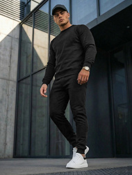 Férfi melegítő együttes Fekete OZONEE JS/68C10380/3Z