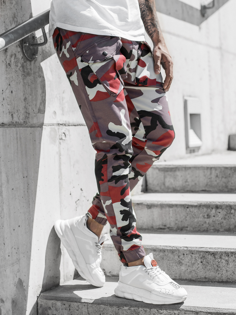 Férfi nadrág jogger bordó-bézs OZONEE G/11144