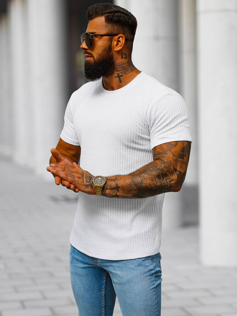 Férfi Póló Fehér OZONEE O/7766T