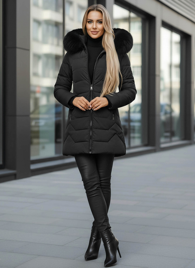 Női téli kabát fekete OZONEE JS/16M9121/392Z