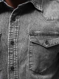 Férfi Farmer Ing Szürke OZONEE NB/MC710G