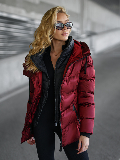 Női téli kabát bordó OZONEE JS/5M3316/1