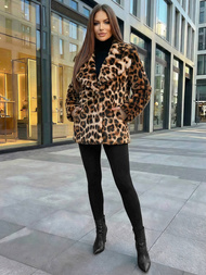 Női bézs és barna kabát OZONEE JS/61M8500/158Z