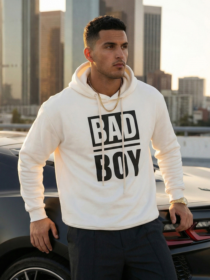 Férfi kapucnis felső fehér OZONEE JS/65B3909/1Z