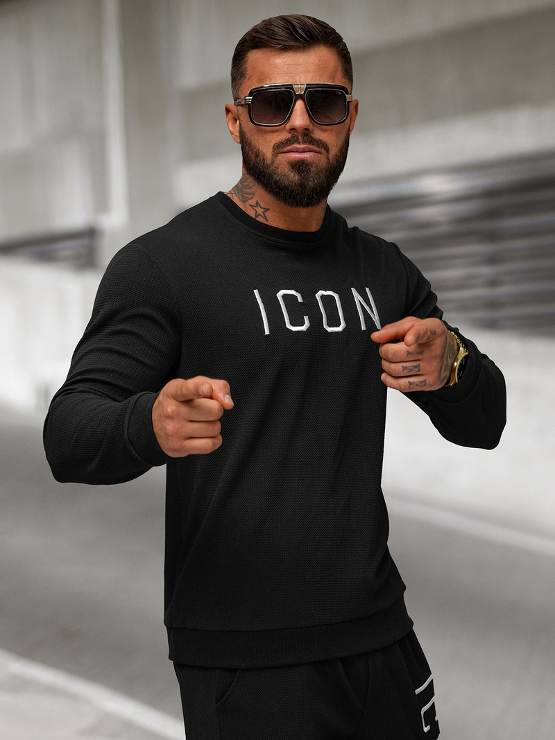 Férfi Pulóver Fekete OZONEE O/D7394