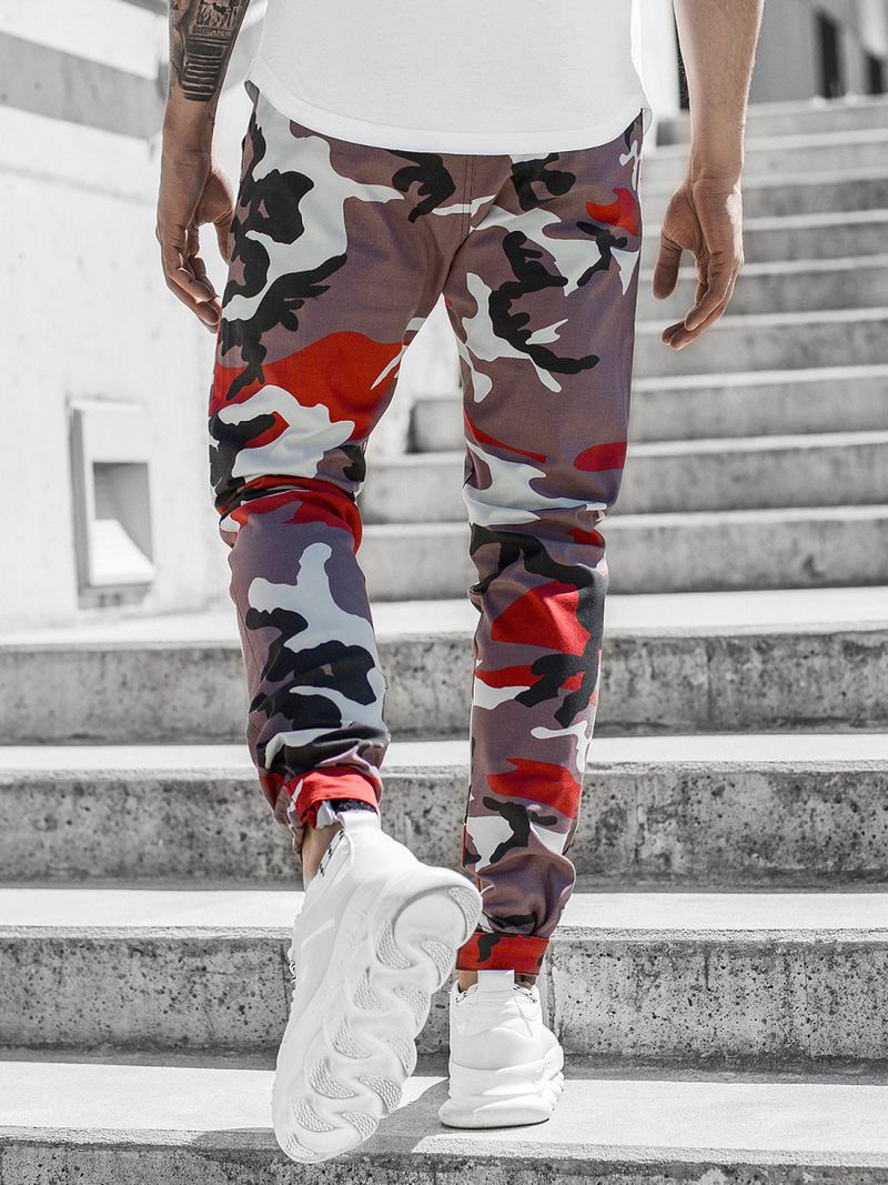 Férfi nadrág jogger bordó-bézs OZONEE G/11144