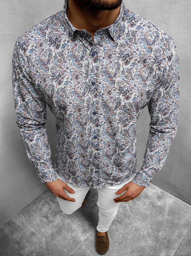 Férfi Ing Színes OZONEE O/2922