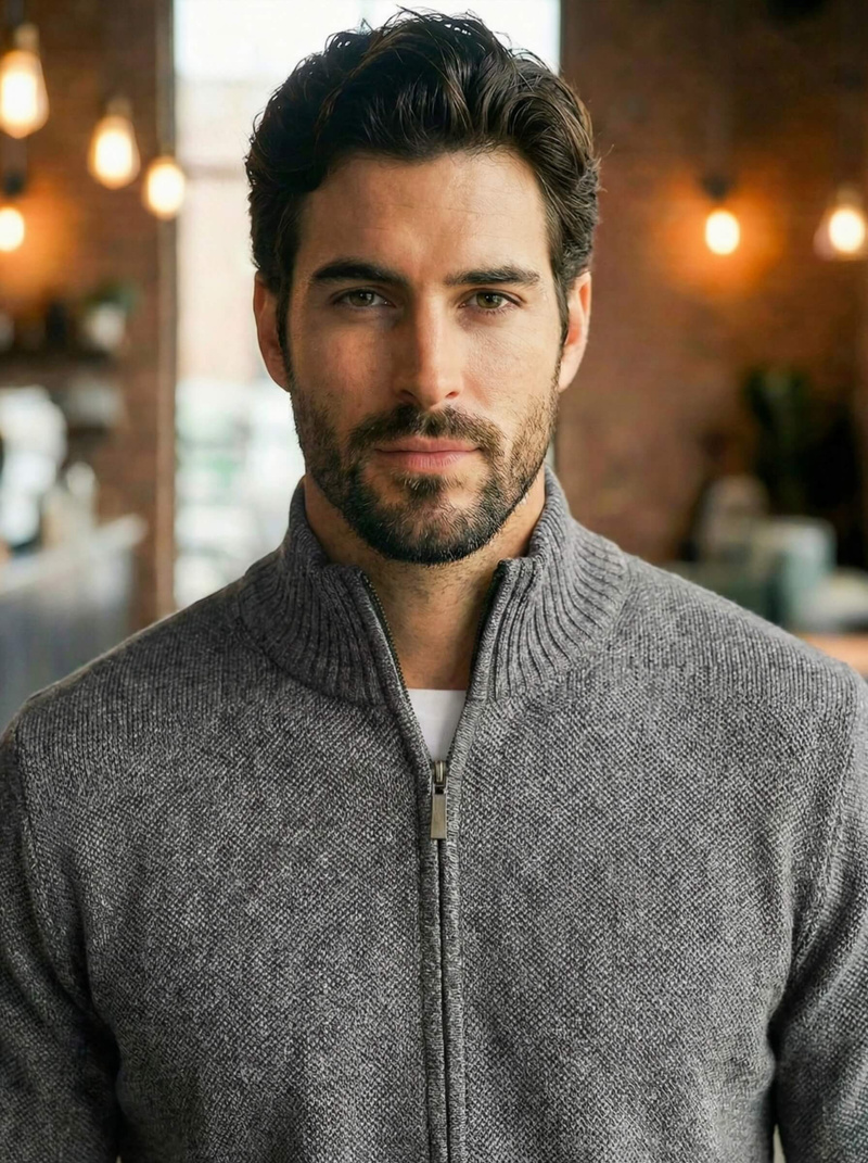 Férfi Pulóver Grafit OZONEE JS/59B3611/5