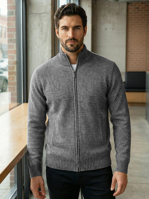 Férfi Pulóver Grafit OZONEE JS/59B3611/5