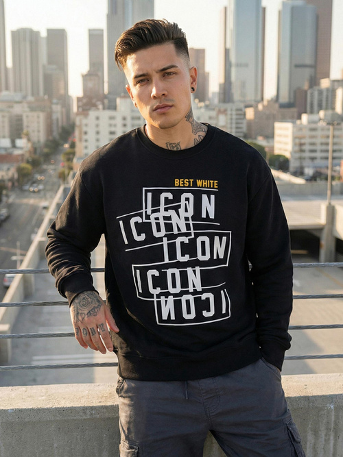 Férfi Melegítő Felső Fekete OZONEE JS/8B1763/3Z