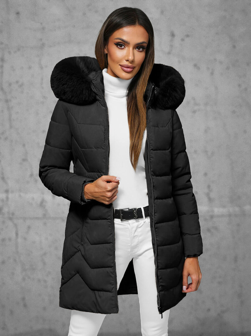 Női téli kabát fekete OZONEE JS/16M9121/392