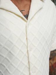 Férfi ing rövid ujjal ecru OZONEE O/B2257