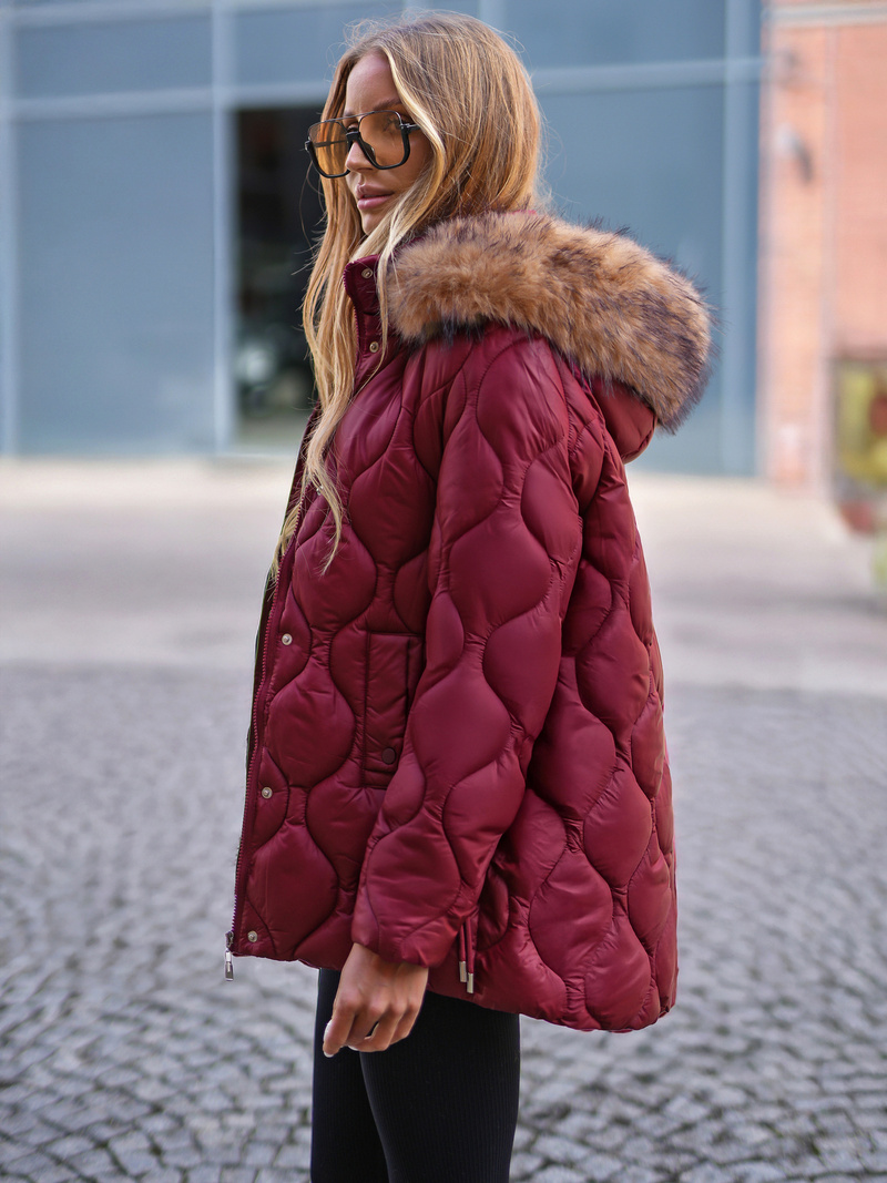 Női téli kabát bordó OZONEE JS/5M3226/1