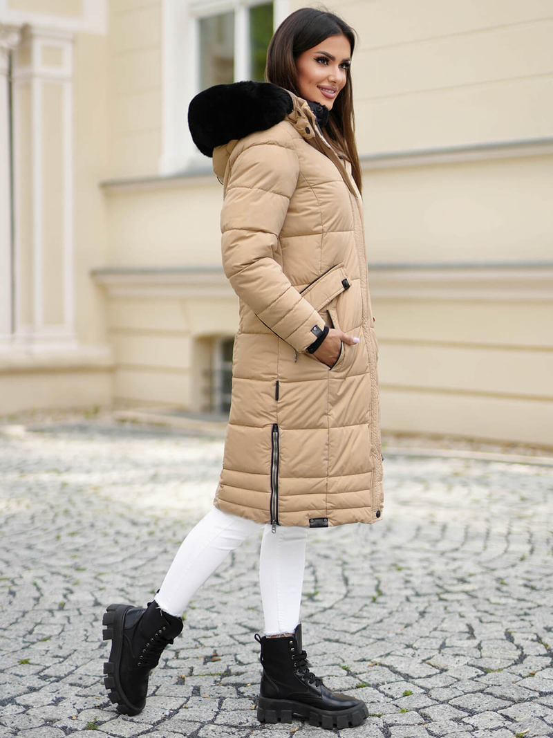 Női téli kabát bézs OZONEE O/W377Z