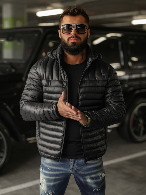 Férfi Steppelt Kabát Fekete OZONEE JS/16M9336/392BZ