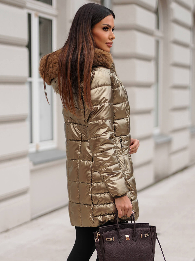 Női téli kabát arany OZONEE JS/16M9120/403Z