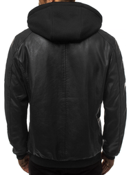 Férfi bőrdzseki fekete-sárga OZONEE N/6132