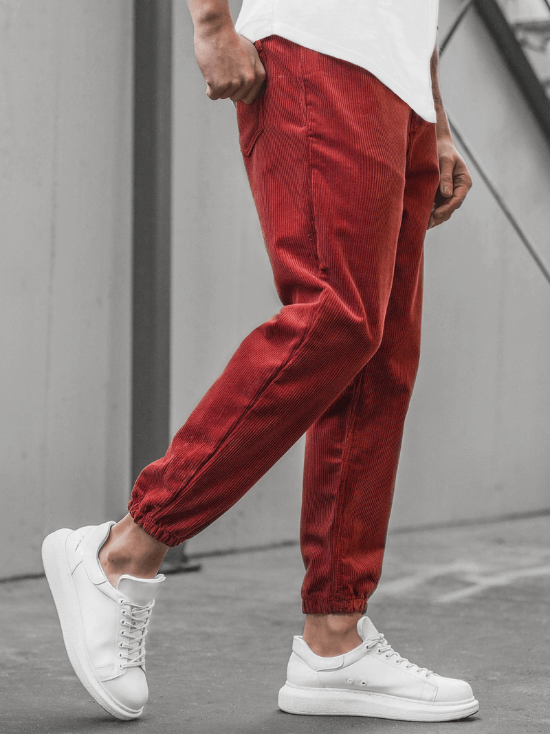 Férfi nadrág kordbársony Bordó OZONEE R/4083