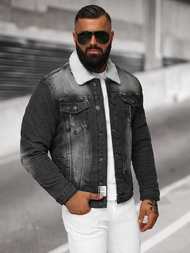 Férfi farmer dzseki SHERPA fekete OZONEE NB/MJ513N