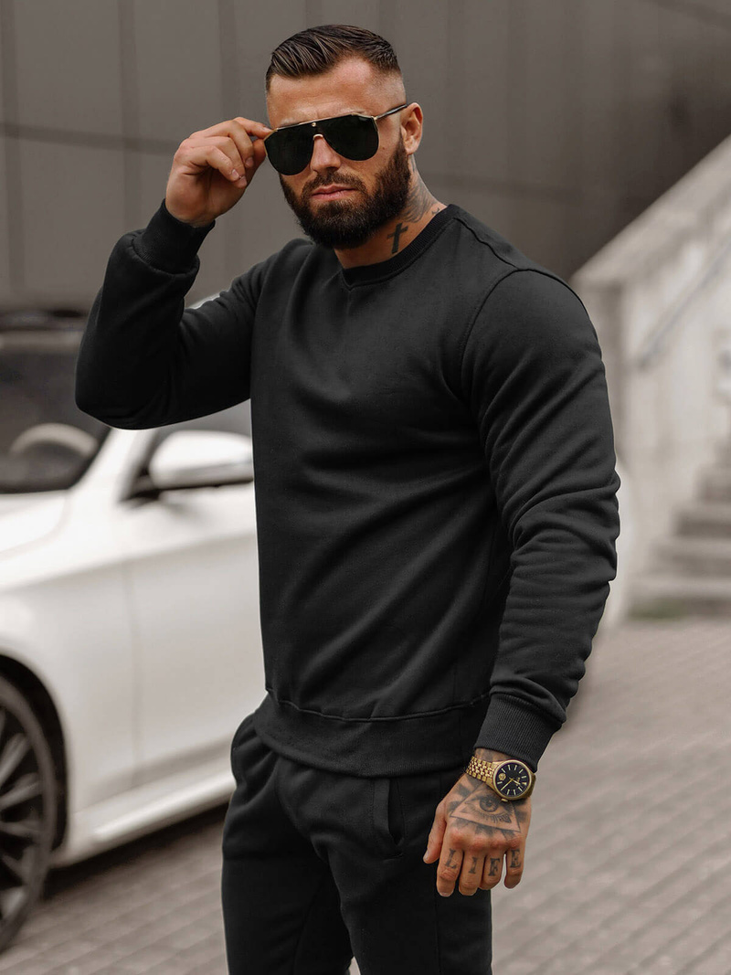 Férfi melegítő együttes Fekete OZONEE JS/68C10380/3Z