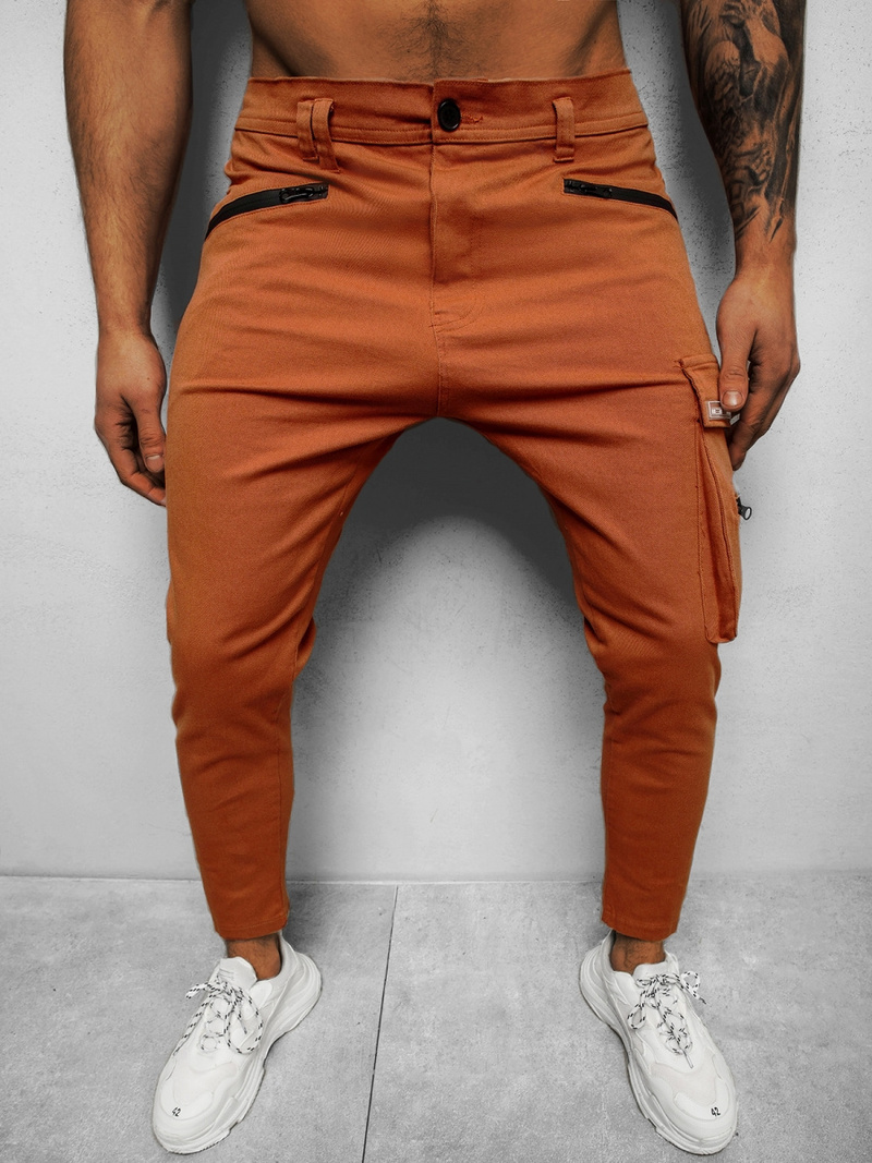 Férfi chino nadrág Sötét-Camel OZONEE B/20005SP