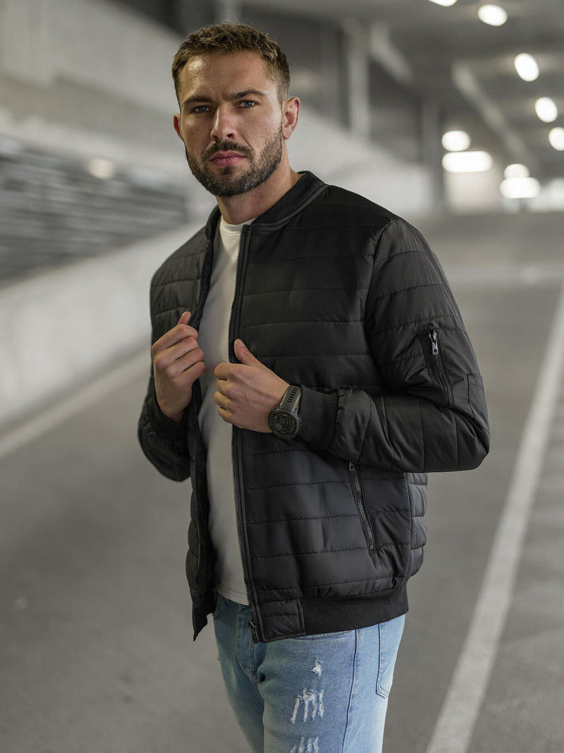 Férfi kabát fekete OZONEE JS/8M985/392Z