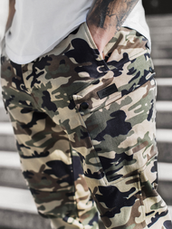 Férfi nadrág jogger Bézs – Terepmintás OZONEE O/11103