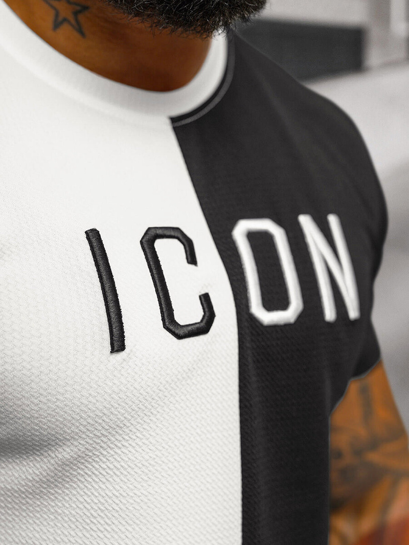 Férfi póló fehér-fekete OZONEE O/7776T