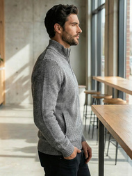 Férfi Pulóver Grafit OZONEE JS/59B3611/5