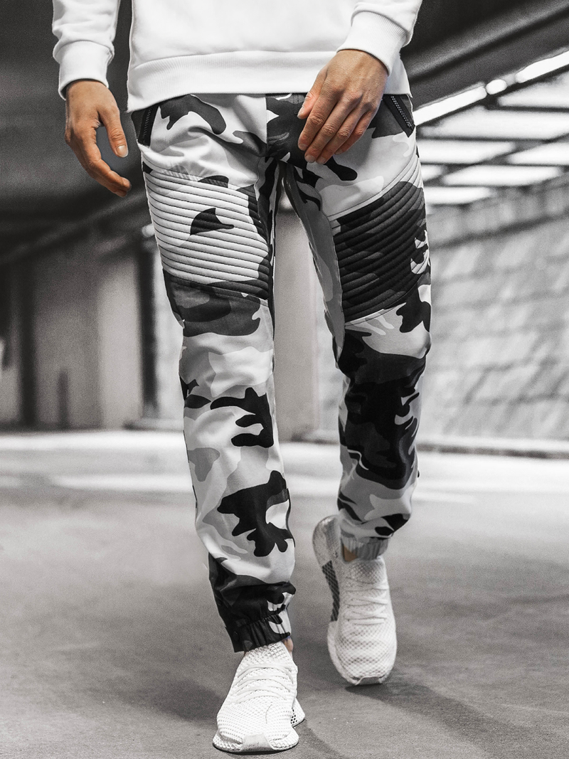 Férfi nadrág színű jogger Fekete-fehér OZONEE A/0952