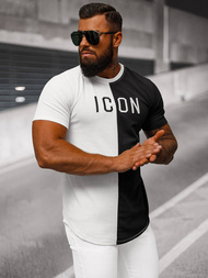 Férfi póló fehér-fekete OZONEE O/7776T