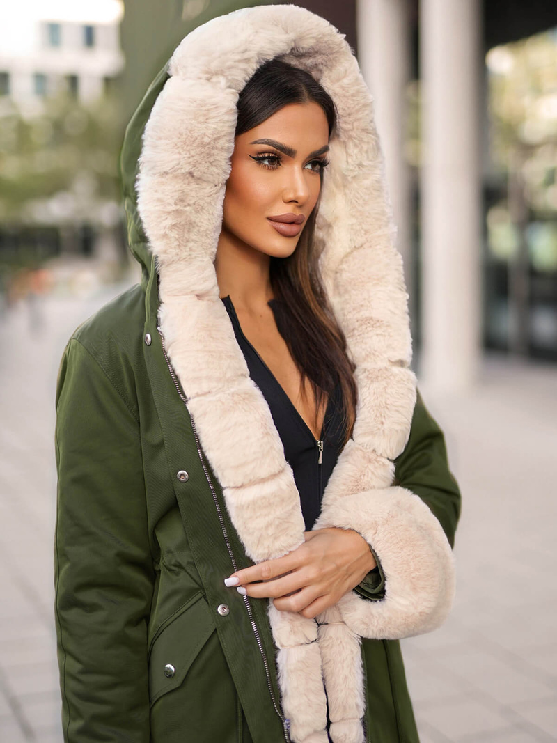 Női téli kabát zöld OZONEE JS/M763/136Z