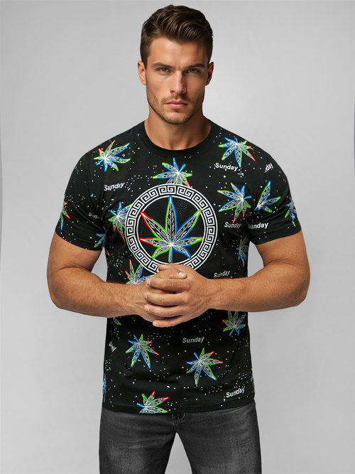 Férfi Póló Fekete OZONEE O/T136/3Z