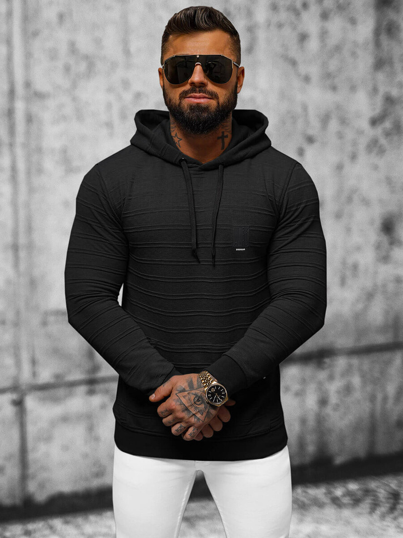 Férfi kapucnis felső fekete OZONEE O/TB2272