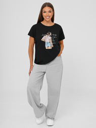 Női polo fekete OZONEE JS/95T2573/3