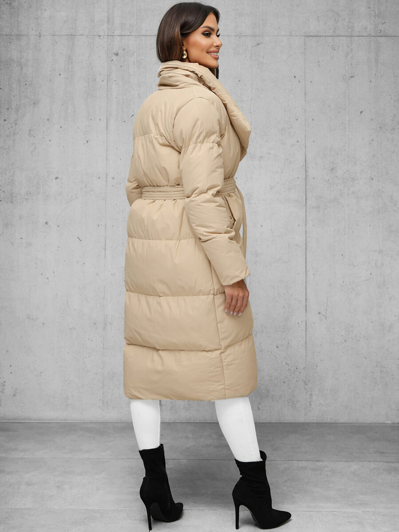 Női téli kabát bézs OZONEE JS/M737/62Z
