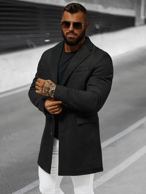 Férfi szövetkabát fekete OZONEE JB/1047Z